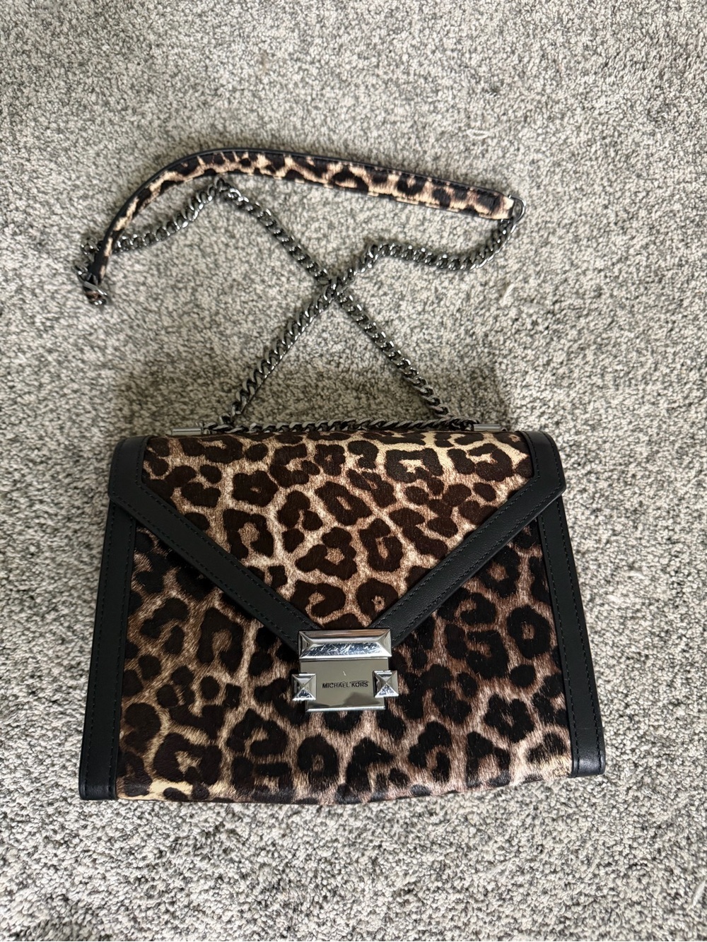 Michael Kors Leopard Print Shoulder Bag - Brown & Black - Picture 2 of 11